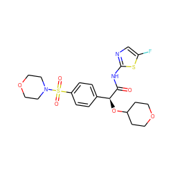 O=C(Nc1ncc(F)s1)[C@@H](OC1CCOCC1)c1ccc(S(=O)(=O)N2CCOCC2)cc1 ZINC000113271693