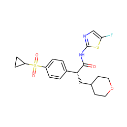 O=C(Nc1ncc(F)s1)[C@H](CC1CCOCC1)c1ccc(S(=O)(=O)C2CC2)cc1 ZINC000036403097