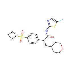 O=C(Nc1ncc(F)s1)[C@H](CC1CCOCC1)c1ccc(S(=O)(=O)C2CCC2)cc1 ZINC000040410508