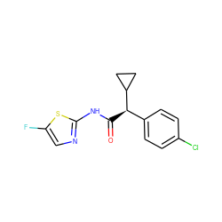 O=C(Nc1ncc(F)s1)[C@H](c1ccc(Cl)cc1)C1CC1 ZINC000045353669