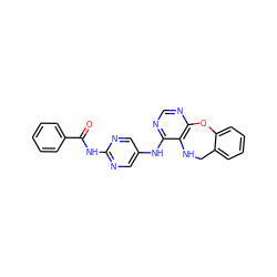 O=C(Nc1ncc(Nc2ncnc3c2NCc2ccccc2O3)cn1)c1ccccc1 ZINC000028564738