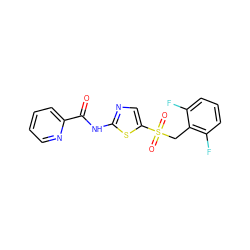 O=C(Nc1ncc(S(=O)(=O)Cc2c(F)cccc2F)s1)c1ccccn1 ZINC000198913462