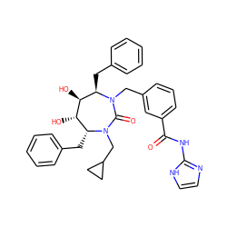 O=C(Nc1ncc[nH]1)c1cccc(CN2C(=O)N(CC3CC3)[C@H](Cc3ccccc3)[C@H](O)[C@@H](O)[C@H]2Cc2ccccc2)c1 ZINC000029556151