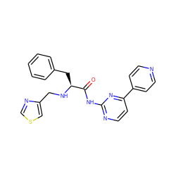 O=C(Nc1nccc(-c2ccncc2)n1)[C@H](Cc1ccccc1)NCc1cscn1 ZINC000084672084