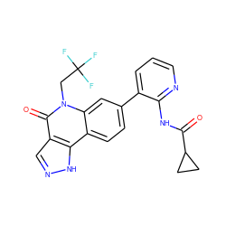 O=C(Nc1ncccc1-c1ccc2c3[nH]ncc3c(=O)n(CC(F)(F)F)c2c1)C1CC1 ZINC000220101249