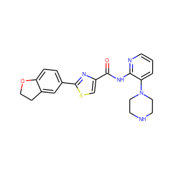 O=C(Nc1ncccc1N1CCNCC1)c1csc(-c2ccc3c(c2)CCO3)n1 ZINC000096269612