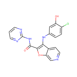 O=C(Nc1ncccn1)c1oc2cnccc2c1Nc1ccc(Cl)c(O)c1 ZINC000066073616