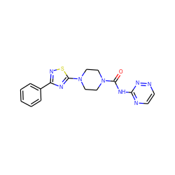 O=C(Nc1nccnn1)N1CCN(c2nc(-c3ccccc3)ns2)CC1 ZINC000040421465