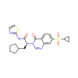 O=C(Nc1nccs1)[C@H](CC1CCCC1)n1cnc2cc(S(=O)(=O)C3CC3)ccc2c1=O ZINC000095601771