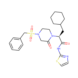 O=C(Nc1nccs1)[C@H](CC1CCCCC1)N1CCN(S(=O)(=O)Cc2ccccc2)CC1=O ZINC000095601039