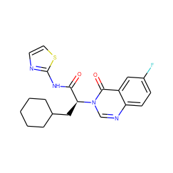 O=C(Nc1nccs1)[C@H](CC1CCCCC1)n1cnc2ccc(F)cc2c1=O ZINC000095604727