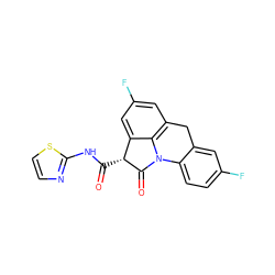 O=C(Nc1nccs1)[C@H]1C(=O)N2c3ccc(F)cc3Cc3cc(F)cc1c32 ZINC000100658272