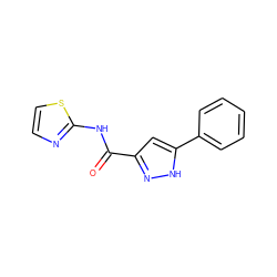 O=C(Nc1nccs1)c1cc(-c2ccccc2)[nH]n1 ZINC000012538783