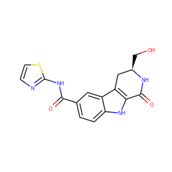 O=C(Nc1nccs1)c1ccc2[nH]c3c(c2c1)C[C@@H](CO)NC3=O ZINC000029125397