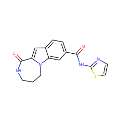 O=C(Nc1nccs1)c1ccc2cc3n(c2c1)CCCNC3=O ZINC000029125856