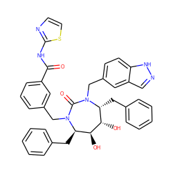 O=C(Nc1nccs1)c1cccc(CN2C(=O)N(Cc3ccc4[nH]ncc4c3)[C@H](Cc3ccccc3)[C@H](O)[C@@H](O)[C@H]2Cc2ccccc2)c1 ZINC000026479189