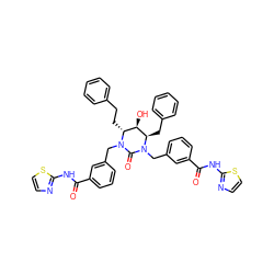 O=C(Nc1nccs1)c1cccc(CN2C(=O)N(Cc3cccc(C(=O)Nc4nccs4)c3)[C@H](Cc3ccccc3)[C@H](O)[C@H]2CCc2ccccc2)c1 ZINC000095608801