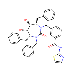 O=C(Nc1nccs1)c1cccc(CN2C(=O)N(Cc3ccccc3)[C@H](Cc3ccccc3)[C@H](O)[C@@H](O)[C@H]2Cc2ccccc2)c1 ZINC000029556708