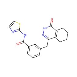 O=C(Nc1nccs1)c1cccc(Cc2n[nH]c(=O)c3c2CCCC3)c1 ZINC000169208234