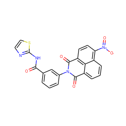 O=C(Nc1nccs1)c1cccc(N2C(=O)c3cccc4c([N+](=O)[O-])ccc(c34)C2=O)c1 ZINC000002909609