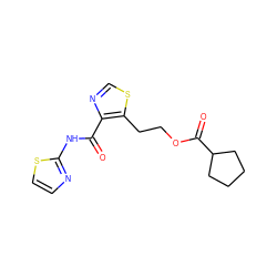 O=C(Nc1nccs1)c1ncsc1CCOC(=O)C1CCCC1 ZINC000028464215