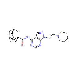 O=C(Nc1ncnc2c1cnn2CCN1CCCCC1)C12C[C@@H]3CC1C[C@H](C3)C2 ZINC000143200046