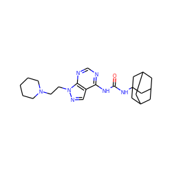 O=C(Nc1ncnc2c1cnn2CCN1CCCCC1)NC12CC3CC(CC(C3)C1)C2 ZINC000147771191