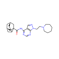 O=C(Nc1ncnc2c1cnn2CCN1CCCCCC1)C12C[C@@H]3CC1C[C@H](C3)C2 ZINC000211933260