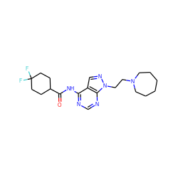 O=C(Nc1ncnc2c1cnn2CCN1CCCCCC1)C1CCC(F)(F)CC1 ZINC000143192627