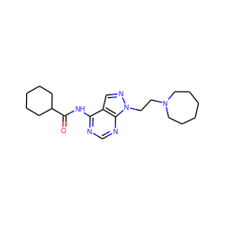 O=C(Nc1ncnc2c1cnn2CCN1CCCCCC1)C1CCCCC1 ZINC000145065985