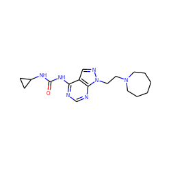 O=C(Nc1ncnc2c1cnn2CCN1CCCCCC1)NC1CC1 ZINC000147771617