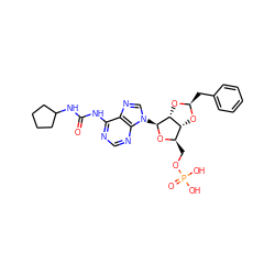 O=C(Nc1ncnc2c1ncn2[C@@H]1O[C@H](COP(=O)(O)O)[C@H]2O[C@H](Cc3ccccc3)O[C@H]21)NC1CCCC1 ZINC000029135093