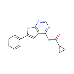 O=C(Nc1ncnc2oc(-c3ccccc3)cc12)C1CC1 ZINC000014946140