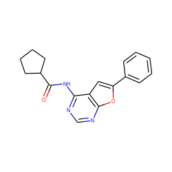 O=C(Nc1ncnc2oc(-c3ccccc3)cc12)C1CCCC1 ZINC000014946145