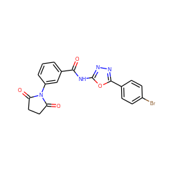 O=C(Nc1nnc(-c2ccc(Br)cc2)o1)c1cccc(N2C(=O)CCC2=O)c1 ZINC000016047630