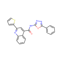 O=C(Nc1nnc(-c2ccccc2)o1)c1cc(-c2cccs2)nc2ccccc12 ZINC000004276179