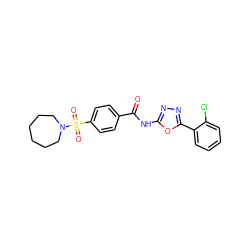 O=C(Nc1nnc(-c2ccccc2Cl)o1)c1ccc(S(=O)(=O)N2CCCCCC2)cc1 ZINC000002723435