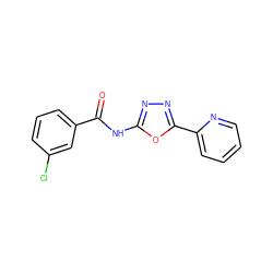 O=C(Nc1nnc(-c2ccccn2)o1)c1cccc(Cl)c1 ZINC000004264967