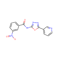 O=C(Nc1nnc(-c2cccnc2)o1)c1cccc([N+](=O)[O-])c1 ZINC000004264974