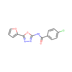 O=C(Nc1nnc(-c2ccco2)o1)c1ccc(Cl)cc1 ZINC000004107328