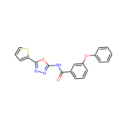 O=C(Nc1nnc(-c2cccs2)o1)c1cccc(Oc2ccccc2)c1 ZINC000002641559