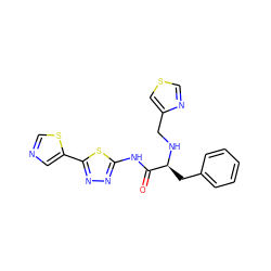 O=C(Nc1nnc(-c2cncs2)s1)[C@H](Cc1ccccc1)NCc1cscn1 ZINC000095557469