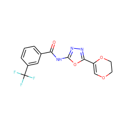 O=C(Nc1nnc(C2=COCCO2)o1)c1cccc(C(F)(F)F)c1 ZINC000004264415