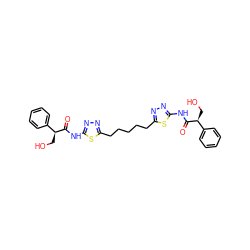 O=C(Nc1nnc(CCCCCc2nnc(NC(=O)[C@@H](CO)c3ccccc3)s2)s1)[C@@H](CO)c1ccccc1 ZINC000169697691