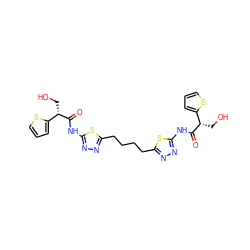 O=C(Nc1nnc(CCCCc2nnc(NC(=O)[C@@H](CO)c3cccs3)s2)s1)[C@@H](CO)c1cccs1 ZINC000169697974