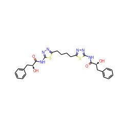 O=C(Nc1nnc(CCCCc2nnc(NC(=O)[C@@H](O)Cc3ccccc3)s2)s1)[C@@H](O)Cc1ccccc1 ZINC000169697764