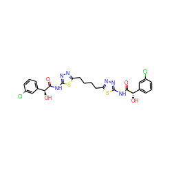 O=C(Nc1nnc(CCCCc2nnc(NC(=O)[C@@H](O)c3cccc(Cl)c3)s2)s1)[C@@H](O)c1cccc(Cl)c1 ZINC000169698187