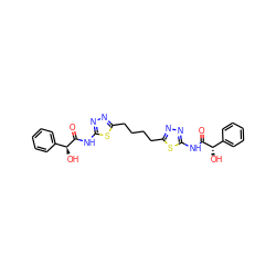 O=C(Nc1nnc(CCCCc2nnc(NC(=O)[C@@H](O)c3ccccc3)s2)s1)[C@@H](O)c1ccccc1 ZINC000169697809