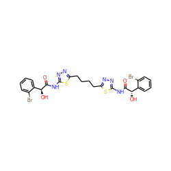 O=C(Nc1nnc(CCCCc2nnc(NC(=O)[C@@H](O)c3ccccc3Br)s2)s1)[C@@H](O)c1ccccc1Br ZINC000169698154