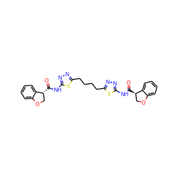 O=C(Nc1nnc(CCCCc2nnc(NC(=O)[C@@H]3COc4ccccc43)s2)s1)[C@@H]1COc2ccccc21 ZINC000169697904